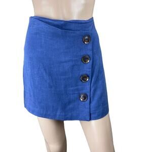 New Fashion On Earth Women's Blue Faux Wrap Mini Skirt Size S